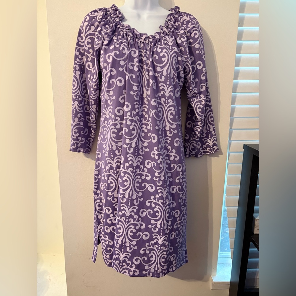 Chic Purple Swirl Long Sleeve Dress